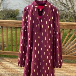 NWT Lilly Pulitzer Shea Silk Dress in Cabernet Berry Metallic Diamond Clip